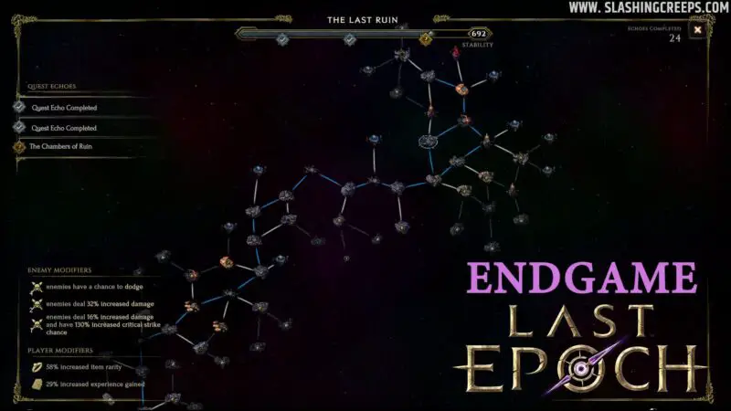 Endgame Last Epoch, le guide des donjons, monolithes et arène SlashingCreeps