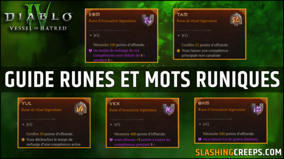 Guide runes et mots runiques Diablo 4 Vessel of Hatred