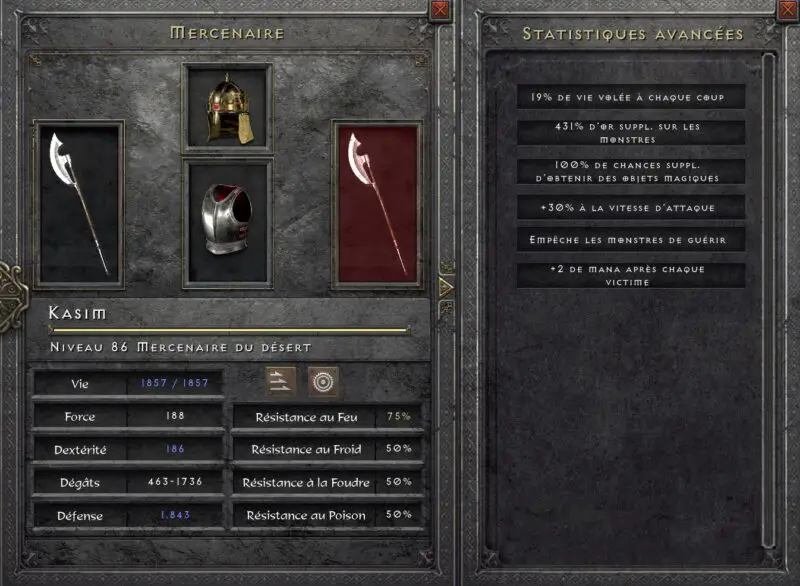 Mercenaire Barbare GF Gold Find Endgame Diablo 2 Resurrected