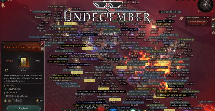 Legendary Choas Card Undecember, Cursed Prison map with tons of loots