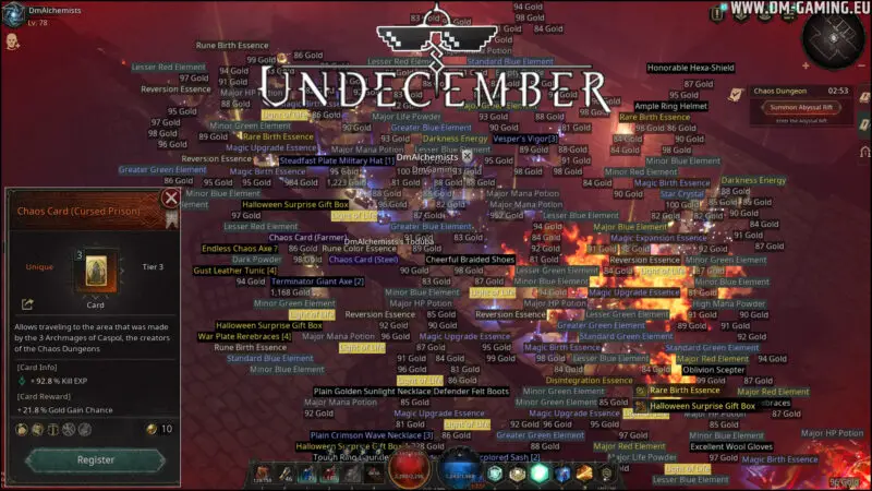 Legendary Choas Card Undecember, Cursed Prison map with tons of loots
