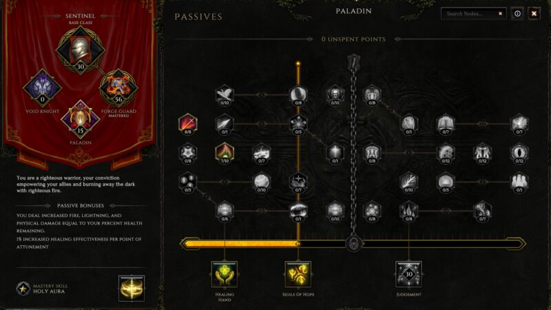 Passifs Paladin Sentinel Forgeguard Last Epoch 0.9
