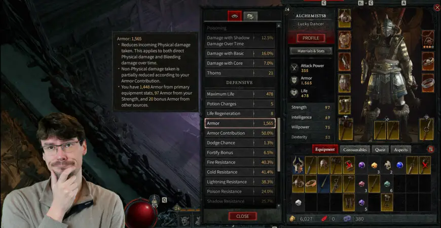 Diablo 4 armor, damage and defenses, vulnerability, overwhelm, lucky hit