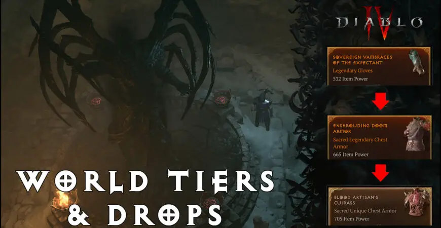 World tiers Diablo 4 and legendary, sacred, unique and ancestral drops