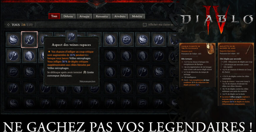 Aspects, gravure et codex Diablo 4