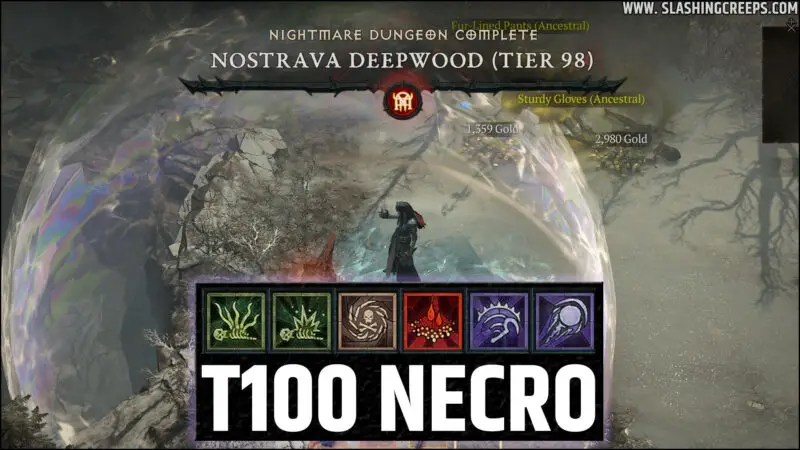 Build Nécromancien Donjon Tiers 100 Diablo 4 avec Ombre Explosion Macabre