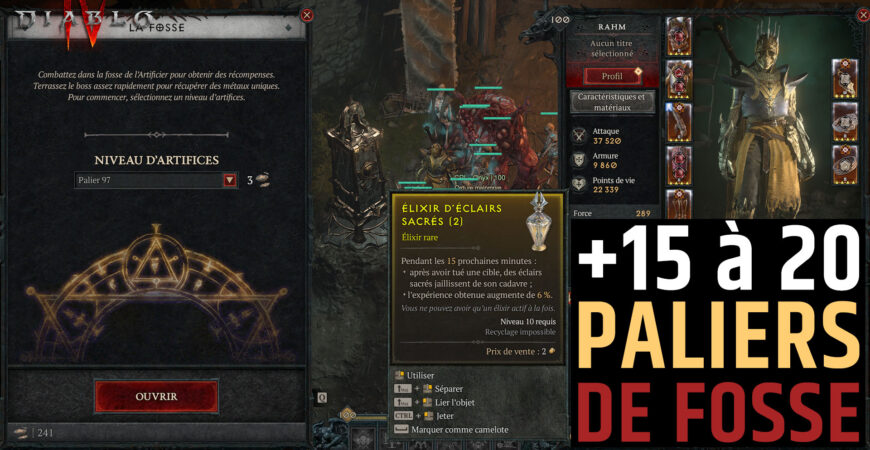 Gagnez facilement des niveaux de fosse sur Diablo 4 Saison 4 avec l'élixir d'éclairs sacrés