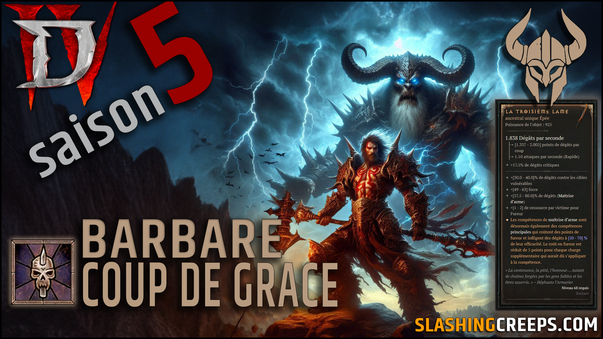 Meilleur Build Barbare Diablo 4 Saison 5, la puissance de Coup de Grace