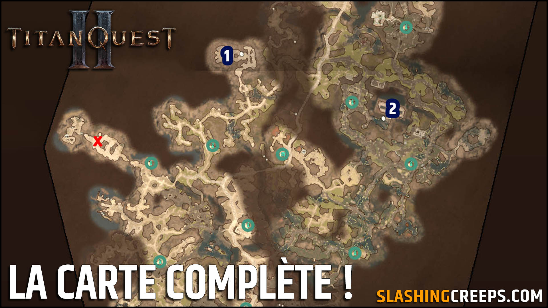 Carte Titan Quest 2, la carte complète de l'acte 1