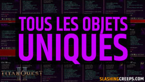 Tous les objets uniques violet Titan Quest 2
