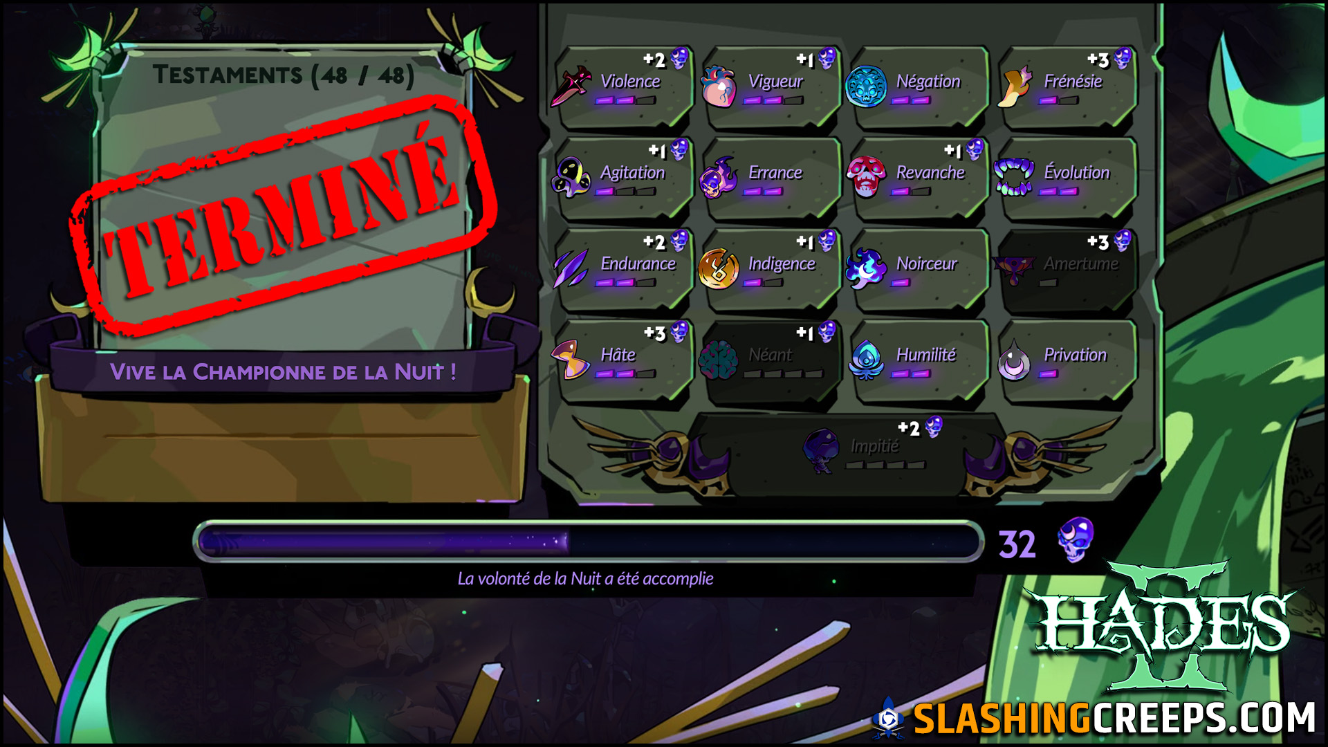 Guide des armes et testaments Hades 2