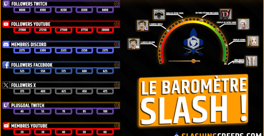 Le Baromètre Slash ! Débloquez des récompenses en nous suivant sur les réseaux