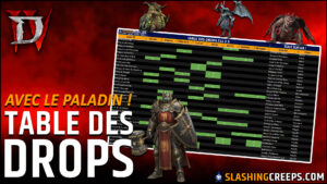 Tables des Drops Diablo 4 Saison 11 avec le paladin